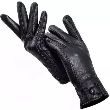 Модные женские кожаные перчатки из оленьей кожи. Удобные зимние теплые женские перчатки с сенсорным экраном из искусственной оленьей кожи. 7 чёрный