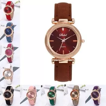 Модные женские кожаные повседневные часы, роскошные аналоговые кварцевые наручные часы с кристаллами синий