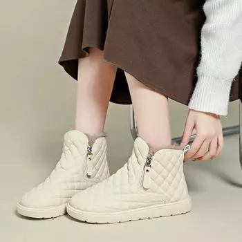 Модные женские кожаные сапоги на плоской подошве, австралийские туфли с круглым носком, зимняя обувь, женские зимние сапоги, резиновые сапоги Lolita Plus Size 35-40 35 чёрный