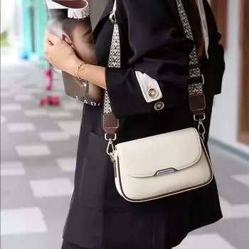 Модные женские кожаные сумки Простые сумки через плечо чёрный