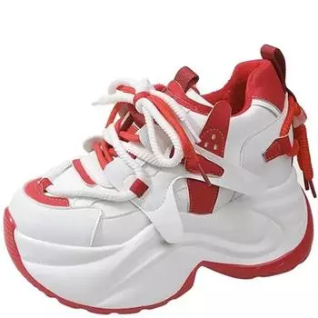 Модные женские кожаные толстые кроссовки, новые зимние повседневные туфли на высокой платформе, на шнуровке, для папы, женские теплые меховые вулканизированные туфли 7 см 34