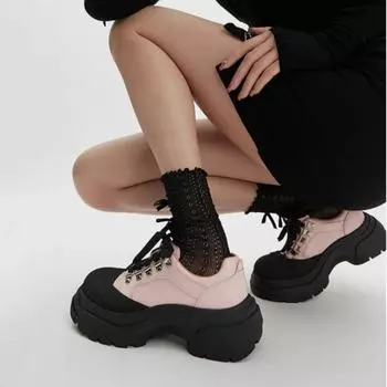 Модные женские кожаные туфли, удобные женские туфли на толстой подошве, качественная повседневная обувь для женщин 2024, женские кроссовки Zapatos Mujer 35 розовый