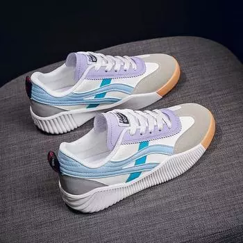 Модные женские кроссовки 2024 года, легкие, удобные, повседневные, на шнуровке, дышащие, кроссовки для бега, многофункциональные, для путешествий на открытом воздухе 35 синий