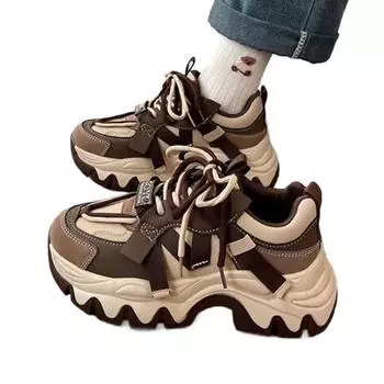 Модные женские кроссовки 2024 года, модные женские туфли на платформе для тенниса, дизайнерские кроссовки, новые толстые подошвы с розами, высокие, из ткани, на шнуровке 35 чёрный