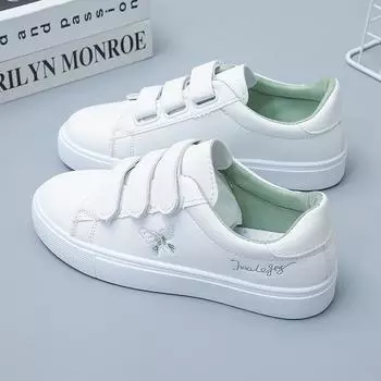 модные женские кроссовки 2024 весна осень модные белые дышащие вышитые цветы на шнуровке повседневные кроссовки Zapatos De Mujer 35 зелёный
