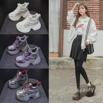 Модные женские кроссовки Dad на толстой подошве, весна-лето 2025 г., высота увеличена на 9 см, универсальный стиль со шнуровкой. M2695-1, 38 коричневый