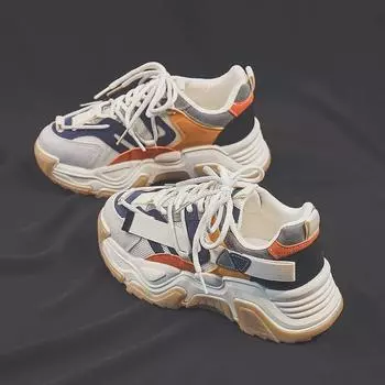 Модные женские кроссовки Daddy весна 2024 года: Дышащие, симпатичные, универсальные стельки для походов KKK903 36 бежевый