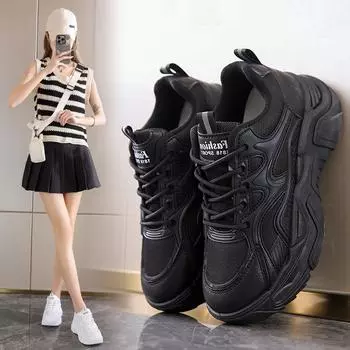 Модные женские кроссовки для бега из вулканизированной ткани 2024 года, новые туфли на толстой подошве со шнуровкой, однотонные, модные и удобные, для папы 35 бежевый