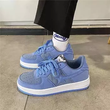 Модные женские кроссовки для скейтбординга Retro Star Casual Sneakers Модные низкие спортивные туфли для пар Новые трендовые мужские и женские кроссовки 36 синий