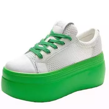 Модные женские кроссовки из натуральной кожи на толстой подошве 8 см, женские туфли на плоской подошве, повседневные туфли на платформе, туфли на шнуровке, туфли в стиле Лолита для девочек 33 чёрный