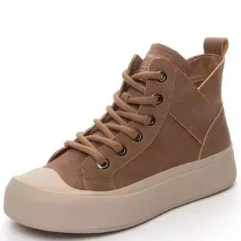 Модные женские кроссовки из натуральной кожи больших размеров, ботильоны 2024 года, элегантная модная обувь на осень-зиму, повседневные кроссовки на плоской толстой подошве 35 коричневый