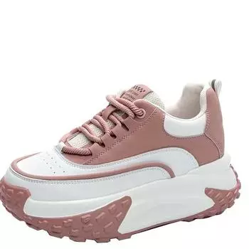 Модные женские кроссовки из натуральной кожи высотой 7 см на танкетке, дышащие, женские, повседневные, высокого бренда, разноцветные 34 чёрный