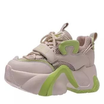 модные женские кроссовки из вулканизированной кожи 8 см со шнуровкой и цветным дизайном для повседневных и спортивных женщин 34