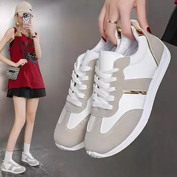 Модные женские кроссовки, легкие повседневные туфли из искусственной кожи, прогулочные туфли на плоской подошве, на шнуровке, вулканизированные туфли для женщин, теннисные туфли Zapatos Mujer 35 серый