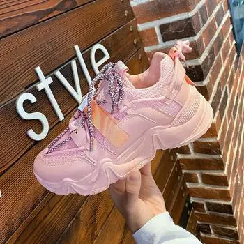 Модные женские кроссовки на платформе, дышащая сетка, массивная вулканизированная обувь, повседневные кроссовки, спортивная обувь для бега, женская обувь для бега и спортзала 35 белый