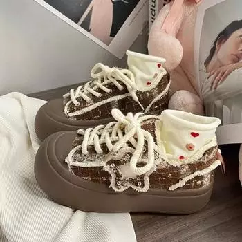 Модные женские кроссовки на платформе, новые милые кроссовки со звездным дизайном, на шнуровке, для скейтборда, на плоской подошве, удобные кроссовки для бега, женская спортивная обувь в стиле Лолиты 35 розовый