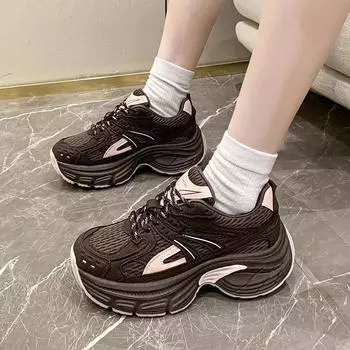 Модные женские кроссовки на платформе со шнуровкой и круглым носком, толстая подошва 2024 года, высококачественная повседневная удобная женская обувь Zapatillas De Mujer 35 серый