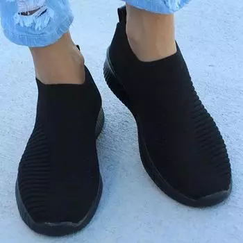 модные женские кроссовки на плоской подошве для женщин повседневная обувь весна-лето спортивные кроссовки носки спортивная обувь спортивная теннисная женская 35 чёрный