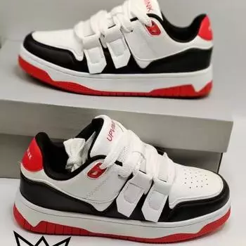 Модные женские кроссовки на плоской подошве из кожи для отдыха на открытом воздухе, классические повседневные спортивные туфли на шнуровке для скейтборда, ходьбы, путешествий, отдыха, бега 36 красный