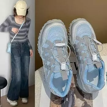 Модные женские кроссовки на плоской подошве, новые противоскользящие походные туфли для активного отдыха, дышащие и удобные вулканизированные туфли для отдыха 35 бежевый