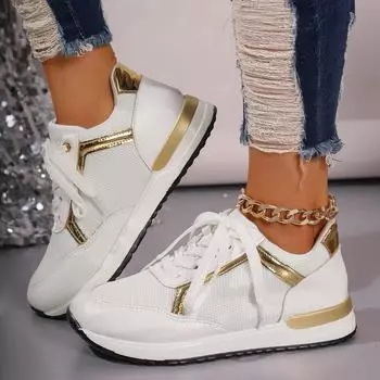 Модные женские кроссовки на шнуровке, новая весенняя женская обувь, женские кроссовки на платформе, белая повседневная вулканизированная обувь 36