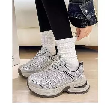 Модные женские кроссовки на толстой подошве, дышащие туфли на шнуровке и платформе, женские кроссовки для бега, повседневные женские модные повседневные спортивные туфли, вулканизированная обувь 36 красный