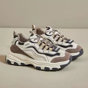 Модные женские кроссовки на толстой подошве, новые женские спортивные туфли на толстой платформе, женская повседневная модная спортивная обувь, кроссовки для бега 35 бежевый