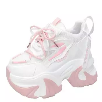 Модные женские кроссовки на толстой подошве, увеличивающие рост на 10 см. Туфли для папы для женщин. Туфли на толстой подошве с очень высоким каблуком. Универсальные повседневные спортивные белые туфли. 34 фиолетовый