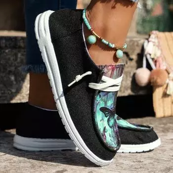 Модные женские кроссовки, осенние новые дышащие парусиновые туфли для женщин, модная спортивная обувь для женщин, повседневные легкие кроссовки для ходьбы на плоской подошве для женщин 36 чёрный