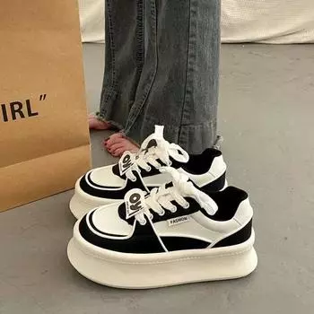 Модные женские кроссовки повседневные увеличивающие рост белые туфли модные шнурованные удобные дышащие кроссовки на платформе женские 35 белый