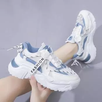 модные женские кроссовки Senakers 2024, летняя новая модная женская дышащая сетчатая обувь, универсальная повседневная удобная обувь для ходьбы, спортивная теннисная обувь 35 синий