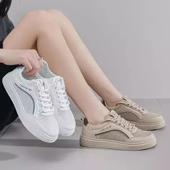 модные женские кроссовки сетчатые дышащие студенческие повседневные туфли женские туфли на плоской подошве белые туфли женские вулканизированные туфли спортивная обувь Zapatos De Mujer 35 синий