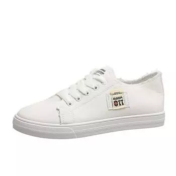 Модные женские кроссовки, женская повседневная обувь, модные весенне-осенние дышащие парусиновые туфли на шнуровке на платформе H489 36 белый