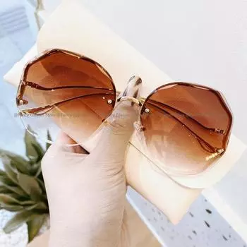 Модные женские круглые новые трендовые солнцезащитные очки унисекс модные безободковые градиентные солнцезащитные очки оттенки мужские и женские большие очки для активного отдыха очки AS PICTURE