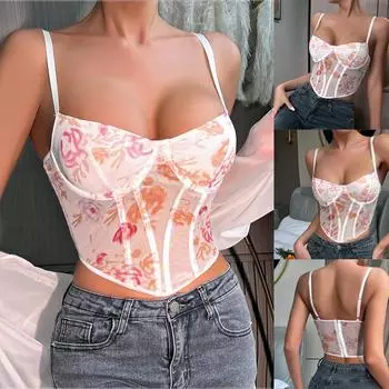 Модные женские кружевные корсеты на косточках, корректирующее белье, сексуальное нижнее белье с принтом, корректирующее белье S