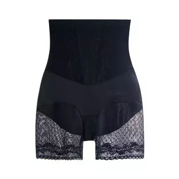 модные женские кружевные трусики с высокой талией, корректирующее нижнее белье, утягивающие трусики для плоского живота, утягивающие трусики, корректирующие шорты для тела, летние M чёрный