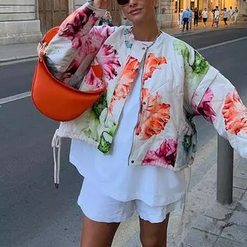 Модные женские куртки с цветочным принтом, элегантные однобортные с круглым вырезом, женские пальто с завязками, осенние повседневные пальто для женщин XS