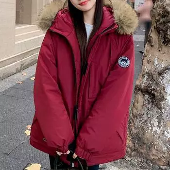 Модные женские куртки зимние пальто больших размеров с капюшоном элегантные с воротником из искусственного меха свободные толстые теплые верхняя одежда женские парки M чёрный