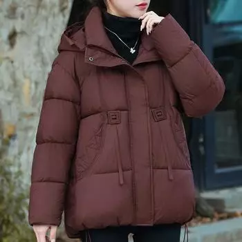 Модные женские куртки зимняя верхняя одежда с капюшоном элегантные свободные толстые теплые короткие парки женские пальто S чёрный