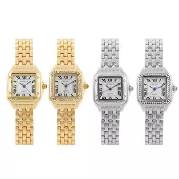 Модные женские кварцевые часы с квадратным бриллиантом и стальным браслетом
