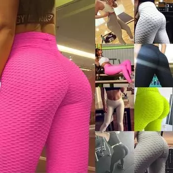 Модные женские леггинсы, женские брюки из спандекса с эффектом пуш-ап, леггинсы с морщинами и ягодицами S чёрный