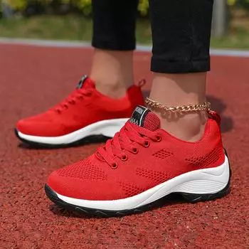 Модные женские легкие и дышащие кроссовки для бега 2024 года, новые дышащие и легкие кроссовки для походов и спорта на открытом воздухе 36 красный