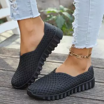 Модные женские летние новые легкие повседневные туфли на плоской подошве, плетеные легкие спортивные сандалии, модные универсальные черные нескользящие кроссовки, женские мокасины 36 белый