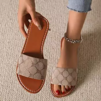 модные женские летние новые ретро однотонные плоские нескользящие сандалии женские для отдыха на открытом воздухе удобные пляжные шлепанцы для отпуска 36 шоколадный
