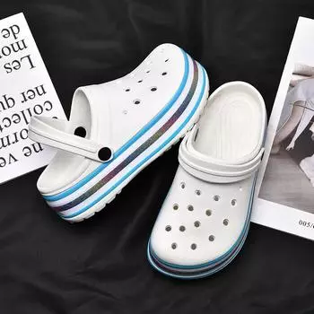 Модные женские летние сабо Модные нескользящие дышащие сандалии Тапочки для сада и бани Парная обувь 35 белый