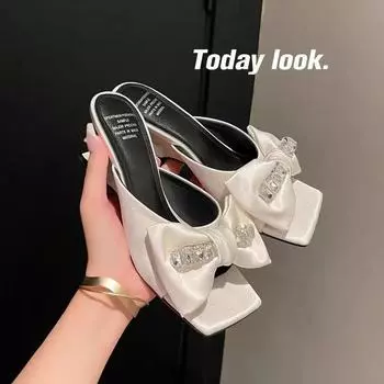 Модные женские летние сандалии, дизайнерские роскошные африканские женские туфли с каблуком-формой, удобные нескользящие туфли, шелковые тапочки со стразами и бантом 34 зелёный