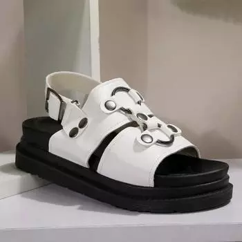 Модные женские летние сандалии Новые римские сандалии на танкетке Женские дышащие босоножки на танкетке Fish Mouth Женские дизайнерские роскошные женские туфли 35 белый