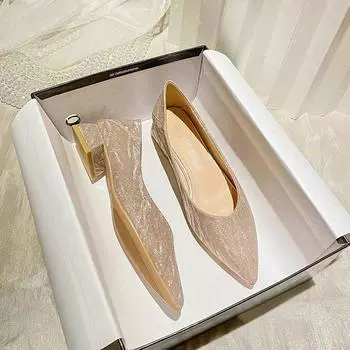 Модные женские летние туфли-лодочки с острым носком, одинарные туфли Fairy Shallow Mouth Soft Sole, женские туфли большого размера Zapatillas Mujer 32 шампанского