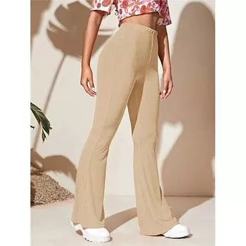 Модные женские летние удобные расклешенные брюки для йоги с высокой талией, повседневные вязаные спортивные брюки XL чёрный