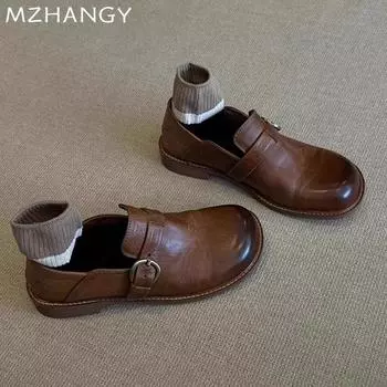 модные женские лоферы на толстой подошве, дизайнерская повседневная удобная кожаная обувь 2024 года, зимняя брендовая мода, платье, для прогулок, для путешествий, Zapatillas 35 чёрный